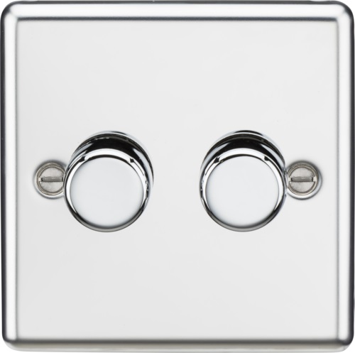 2G 2 way 10-200W (5-150W LED) trailing edge dimmer - Rounded Edge Polished Chrome