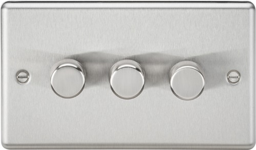 3G 2 way 10-200W (5-150W LED) trailing edge dimmer - Rounded Edge Brushed Chrome