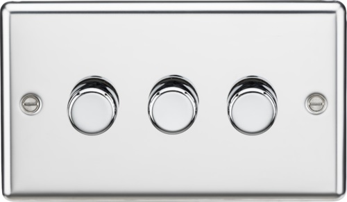 3G 2 way 10-200W (5-150W LED) trailing edge dimmer - Rounded Edge Polished Chrome