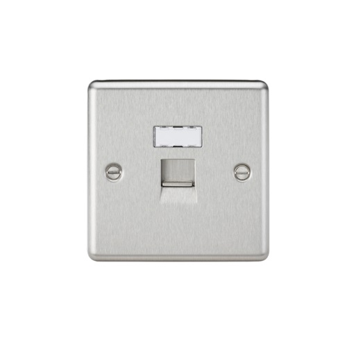 RJ45 Network Outlet - Rounded Edge Brushed Chrome