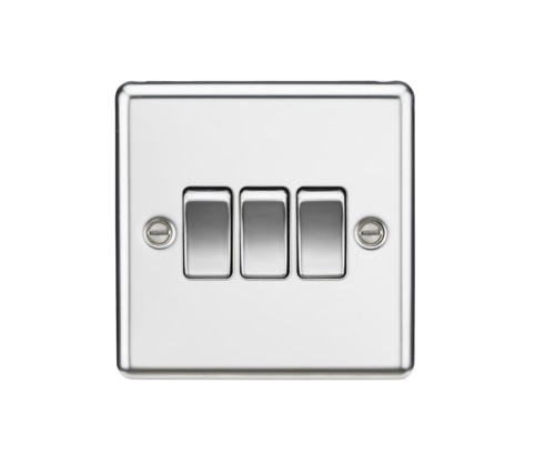 10AX 3G 2 Way Plate Switch - Rounded Edge Polished Chrome