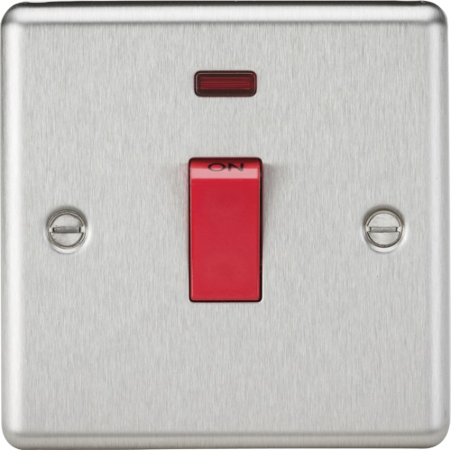 45A DP Switch with Neon (single size) - Rounded Edge Brushed Chrome