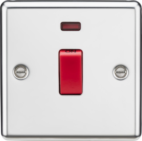 45A DP Switch with Neon (single size) - Rounded Edge Polished Chrome