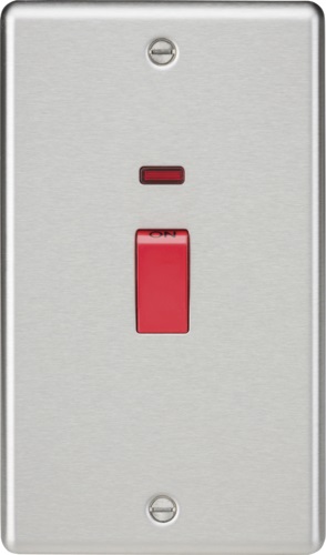 45A DP Switch with Neon (double size) - Rounded Edge Brushed Chrome