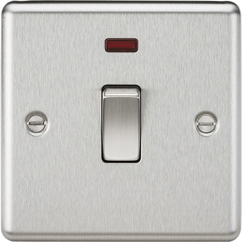 20A 1G DP Switch with Neon - Rounded Edge Brushed Chrome