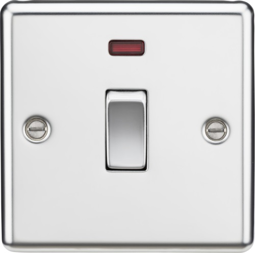 20A 1G DP Switch with Neon - Rounded Edge Polished Chrome