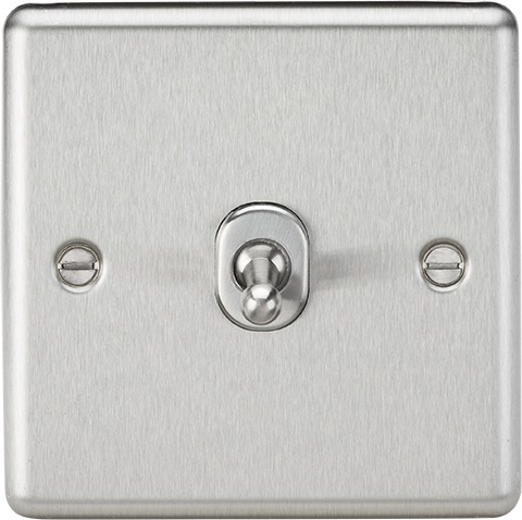 10AX 1G 2 Way Toggle Switch - Rounded Brushed Chrome Finish