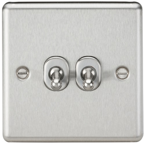 10AX 2G 2 Way Toggle Switch - Rounded Brushed Chrome Finish