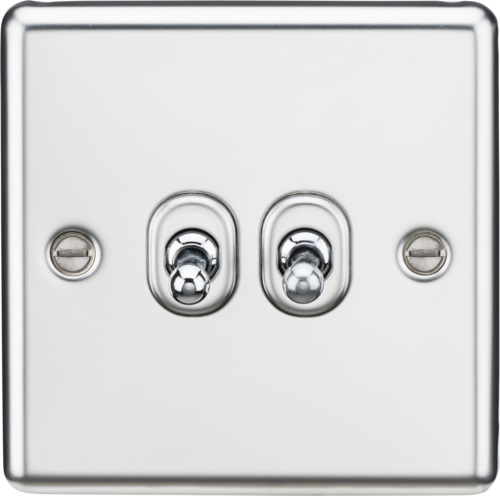 10AX 2G 2 Way Toggle Switch - Rounded Polished Chrome Finish