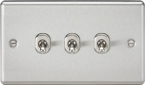 10AX 3G 2 Way Toggle Switch - Rounded Brushed Chrome Finish