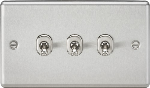 10AX 3G 2 Way Toggle Switch - Rounded Brushed Chrome Finish