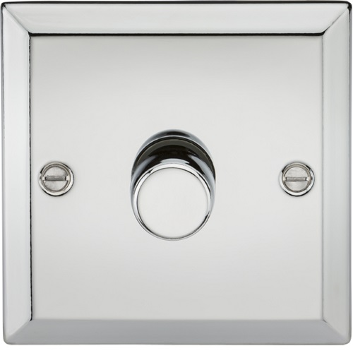 1G 2 way 10-200W (5-150W LED) trailing edge dimmer - Bevelled Edge Polished Chrome