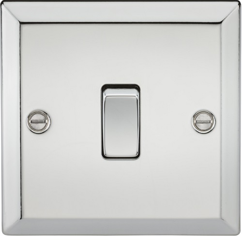 10AX 1G 2 Way Plate Switch - Bevelled Edge Polished Chrome
