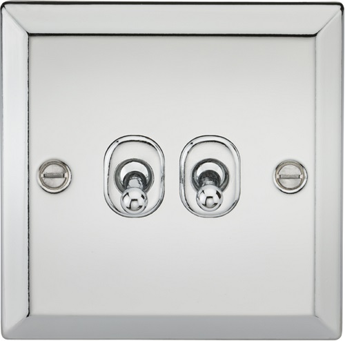 10AX 2G 2 Way Toggle Switch - Bevelled Edge Polished Chrome