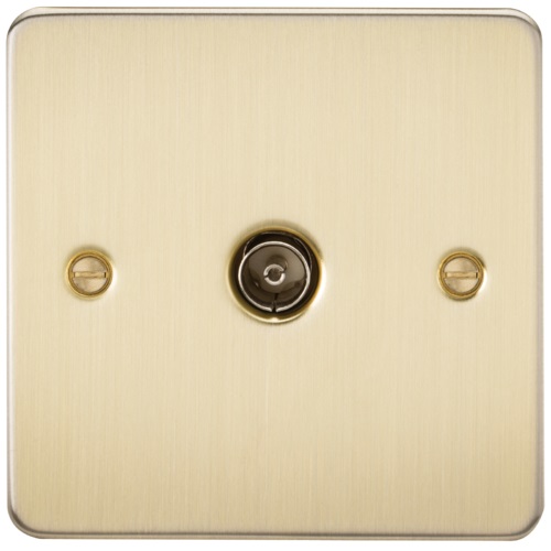 Flat Plate 1G TV Outlet (non-isolated) - Brushed Brass