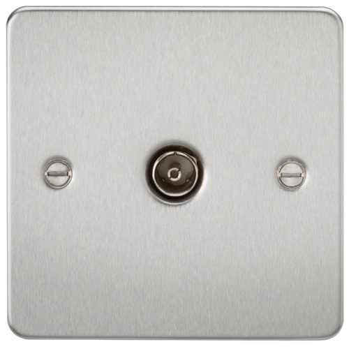 Flat Plate 1G TV Outlet (non-isolated) - Brushed Chrome