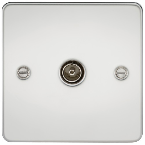 Flat Plate 1G TV Outlet (non-isolated) - Polished Chrome