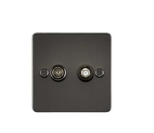 Flat Plate TV & SAT TV Outlet (isolated) - Gunmetal