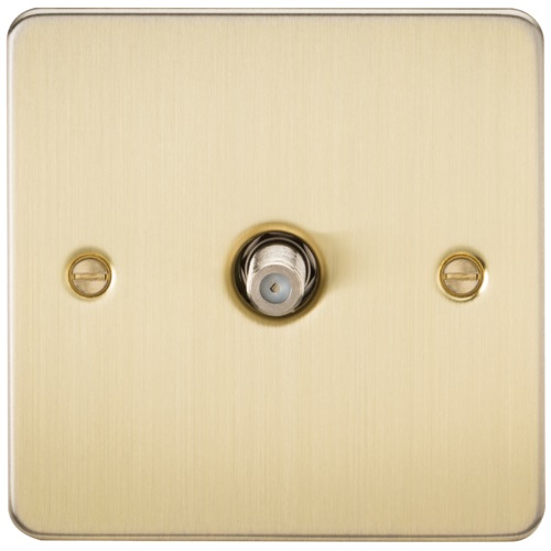 Flat Plate 1G SAT TV Outlet (non-isolated) - Brushed Brass