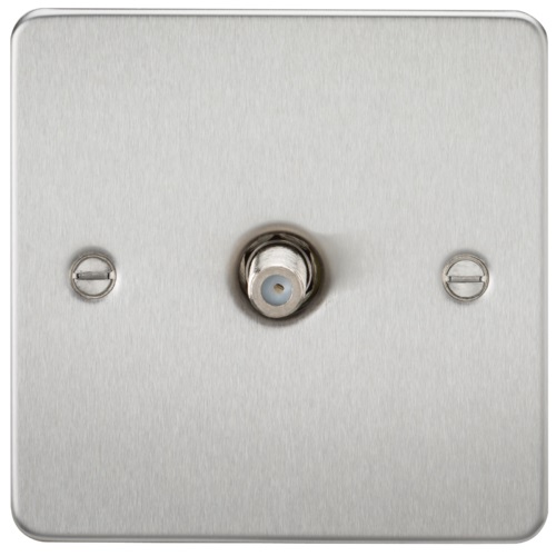 Flat Plate 1G SAT TV Outlet (non-isolated) - Brushed Chrome