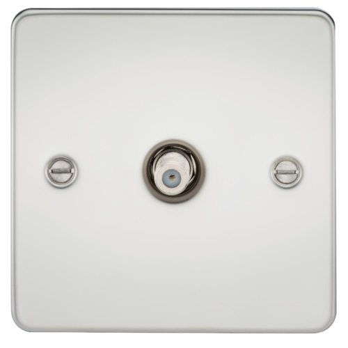 Flat Plate 1G SAT TV Outlet (non-isolated) - Polished Chrome