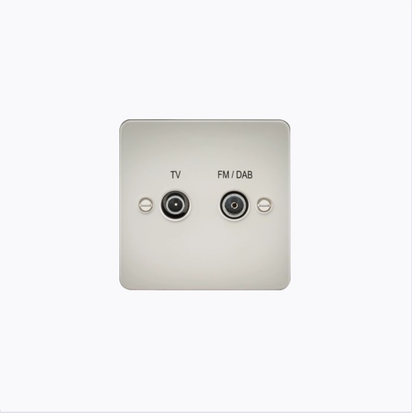Flat Plate Screened Diplex Outlet (TV & FM DAB) - Pearl