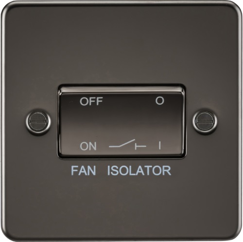 Flat Plate 10AX 3 Pole Fan Isolator Switch - Gunmetal