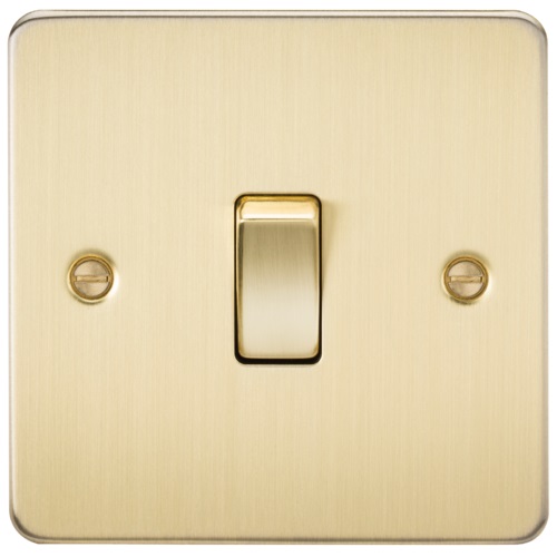 Flat Plate 10AX 1G Intermediate Switch - Brushed Brass