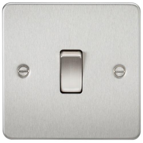 Flat Plate 10AX 1G Intermediate Switch - Brushed Chrome
