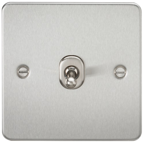 Flat Plate 10AX 1G Intermediate Toggle Switch - Brushed Chrome