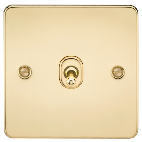 Flat Plate 10AX 1G Intermediate Toggle Switch - Polished Brass