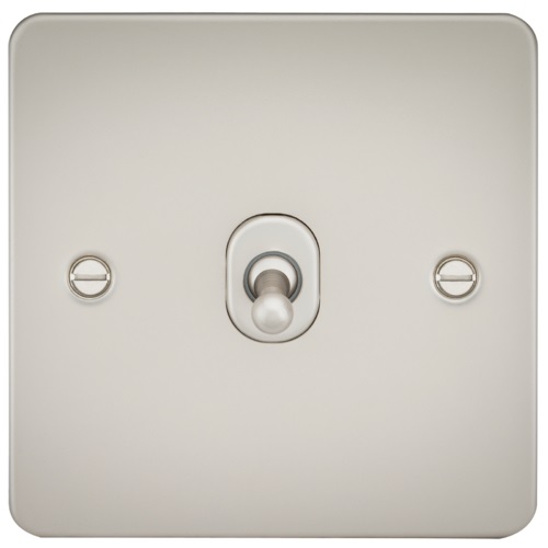 Flat Plate 10AX 1G Intermediate Toggle Switch - Pearl