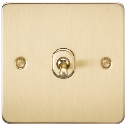 Flat Plate 10AX 1G 2 Way Toggle Switch - Brushed Brass