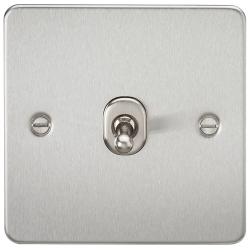 Flat Plate 10AX 1G 2 Way Toggle Switch - Brushed Chrome