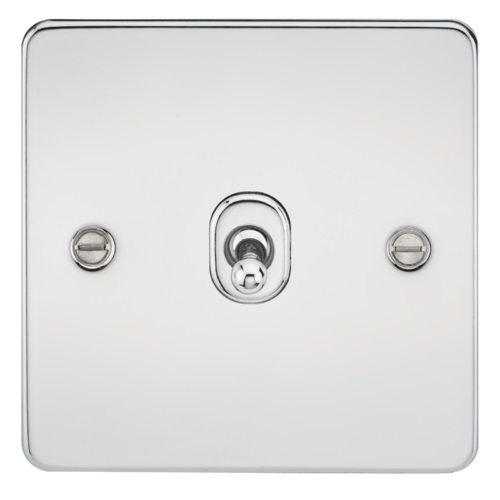Flat Plate 10AX 1G 2 Way Toggle Switch - Polished Chrome
