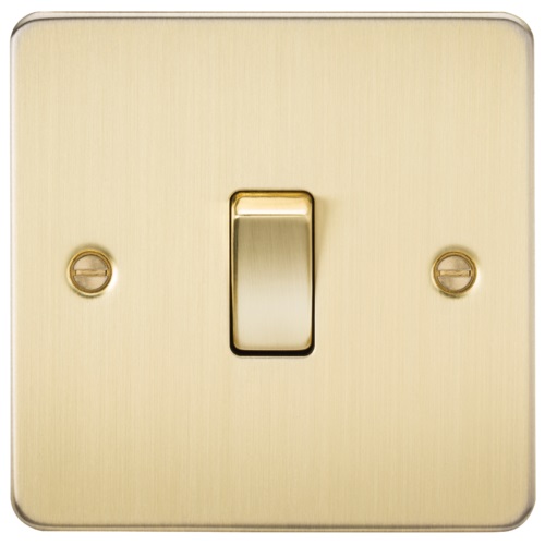 Flat Plate 10AX 1G 2 Way Switch - Brushed Brass