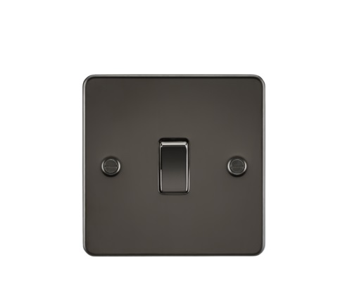 Flat Plate 10AX 1G 2 Way Switch - Gunmetal