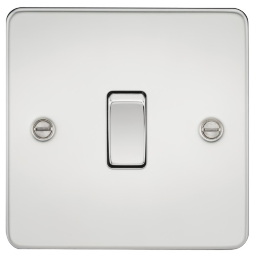 Flat Plate 10AX 1G 2 Way Switch - Polished Chrome