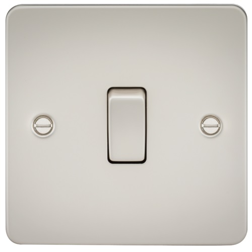 Flat Plate 10AX 1G 2 Way Switch - Pearl