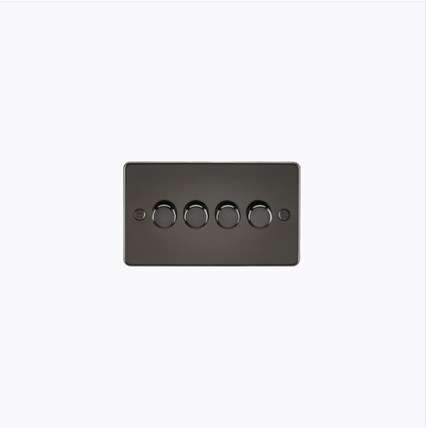 Flat Plate 4G 2 Way Dimmer 60-400W - Gunmetal