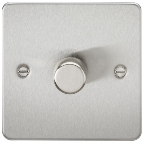 Flat Plate 1G 2 way 10-200W (5-150W LED) trailing edge dimmer - Brushed Chrome