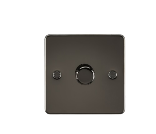 Flat Plate 1G 2 way 10-200W (5-150W LED) trailing edge dimmer - Gunmetal