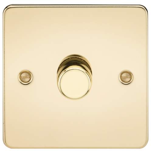 Flat Plate 1G 2 way 10-200W (5-150W LED) trailing edge dimmer - Polished Brass