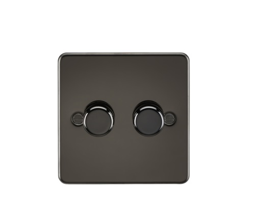 Flat Plate 2G 2 way 10-200W (5-150W LED) trailing edge dimmer - Gunmetal