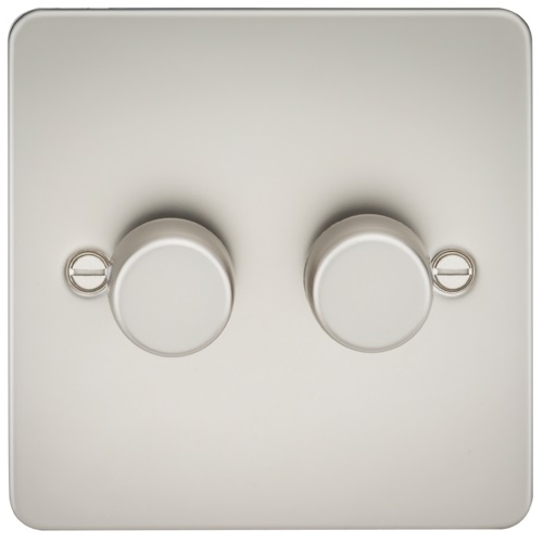 Flat Plate 2G 2 way 10-200W (5-150W LED) trailing edge dimmer - Pearl