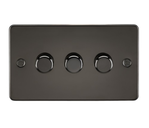 Flat Plate 3G 2 way 10-200W (5-150W LED) trailing edge dimmer - Gunmetal