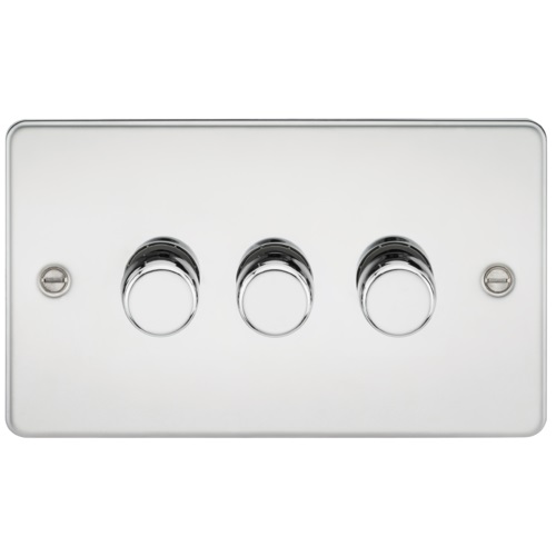 Flat Plate 3G 2 way 10-200W (5-150W LED) trailing edge dimmer - Polished Chrome