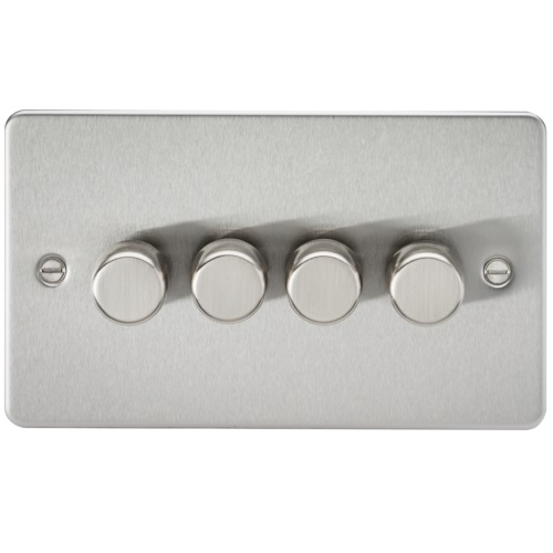 Polished Chrome 2 Way 2 Gang LED Trailing Edge Dimmer Switch 150W Push On Off 2G 