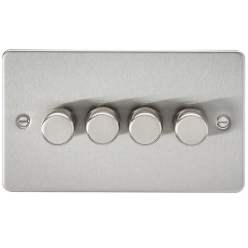 Flat Plate 4G 2 way 10-200W (5-150W LED) trailing edge dimmer - Brushed Chrome