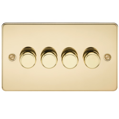 Flat Plate 4G 2 way 10-200W (5-150W LED) trailing edge dimmer - Polished Brass